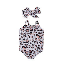 2021 0-24M Newborn Baby Girl Swimsuit Tankini Summer New Leopard Print Sleeveless Ruffle One Piece Swimwear Holiday Beachwear 2024 - buy cheap