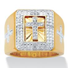 Personalidade de ouro strass jesus cruz anéis festa da motocicleta anel de ouro hip hop jóias para mulheres acessórios de moda masculina 2024 - compre barato