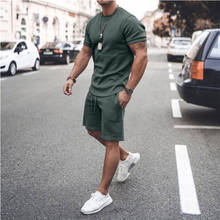 Summer Fashion Men's Slim Casual Cotton Short-sleeved Shirt Shorts 2-piece Suit Men's Suit Cotton Fabric Casual Sportswear 2024 - buy cheap