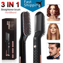 Best Beard Straightener Men Multifunctional Women Hair Styler Electric Hot Comb Quick Styling Professional Straightening Brush 2024 - buy cheap