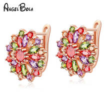 New Super Colorful Zircon Crystal Flower Drop Earrings Fashion Jewelry Wedding Earrings for Women 2024 - buy cheap