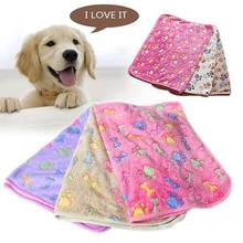 Warm Soft Pet Sleeping Mat Pet Dog Puppy Paw Bone Printed Soft Fleece Blanket Bed Cushion Dog Beds Dog Supplies 2024 - buy cheap