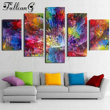 FULLCANG-pintura con diamantes de imitación para manualidades, mosaico bordado con diamantes de imitación cuadrados o redondos, decoración de flores de color abstracto, FC2345, 5 piezas 2024 - compra barato