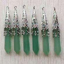 New Fashion Natural green aventurine for Divination Wicca Birthstone pillar pendants jewelry 6pcs/Lot wholesale free shipping 2024 - buy cheap