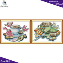 Joy Sunday Teacup And Cake Needlework J429 J430 14CT 11CT Counted and Stamped Home Decor Teacup And Cake Cross Stitch kits 2024 - buy cheap