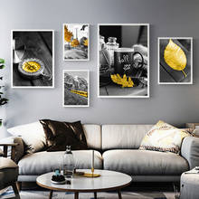 Pôster de paisagem preto, amarelo, balão de ar quente, imagem, arte de parede, impressão, tela nórdica, pintura, imagens para sala de estar, decoração de casa 2024 - compre barato