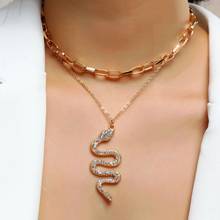 Pt fashion colar de cobra para mulheres, moderna, cor dourada multicamadas, colar com pingente, joia minimalista 2024 - compre barato
