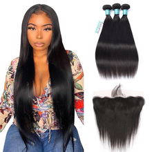 Straight Human Hair Bundles With Closure13x4 HD Lace Closures With Bundles Brazilian Hair Weave Bundles With Closure 5x5 Or 6x6 2024 - buy cheap