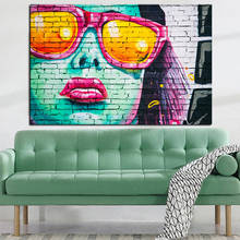 Impresión HD de Graffiti Stree Art para mujer, gafas de sol con pintura al óleo sobre lienzo, arte Pop, sala de estar de pared para imagen abstracta, Cuadro 2024 - compra barato