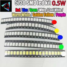 Kit de diodo led smd 5730 5630 w, 50 peças, 10 valores vermelho/verde/azul/branco/amarelo/branco quente/laranja/rosa/ouro frio 2024 - compre barato