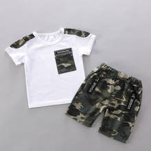 Enfeites-conjunto de roupas de camuflagem para crianças, conjunto com 2 peças, camiseta e calça infantis, roupas de menino para bebês meninos 2024 - compre barato