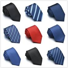 Corbata delgada para hombre, corbata de color sólido, corbata estrecha de poliéster, Azul Real, Negro, Rojo, a rayas, corbatas formales de fiesta, moda 2024 - compra barato