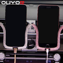 Car Phone Holder Air Vent Mount Clip Cell  Crystal Rhinestone Phone Holder for iPhone Samsung Car Holder 2024 - buy cheap