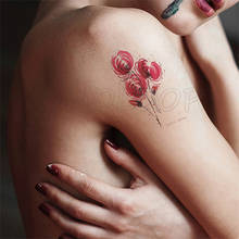Pegatina de tatuaje temporal con tinta roja, Araña, serpiente, lirio, flor pequeña, impermeable, tatuaje falso, tatuaje de mano para mujer, niña y niño 2 2024 - compra barato