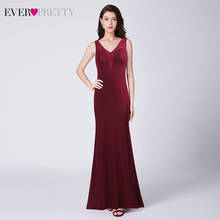 Burgundy Evening Dresses Long Ever Pretty EP07415BD A-Line Double V-Neck Sleeveless Side Split Elegant Formal Dresses Abiye 2020 2024 - buy cheap