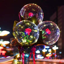 Conjunto de globos Led, ramo de rosas con soporte de columna, globos transparentes luminosos, guirnalda de luces Led, decoración de fiesta de cumpleaños y boda # P1 2024 - compra barato