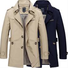 2019 новый мужской длинный плащ, осеннее пальто, повседневные Модные мужские куртки-ветровки, средней длины, мужской Тренч KK3156 2024 - купить недорого
