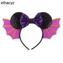 1PC New Hallowen Bat Wings Hairband For Girls Women Festival Cartoon Mouse Ears Headband Sequin Bow Headwear Hair Accessories 2024 - buy cheap