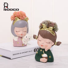 Roogo-macetas de flores modernas para niña, adornos de decoración para el hogar y el jardín, macetas de plantas suculentas 2024 - compra barato