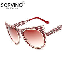 Cat Eye Sunglasses Designer Women Vintage Red White Hollow Frame Metal Female Sunglass Trend Wide Legs Men UV400 Glasses 2024 - buy cheap