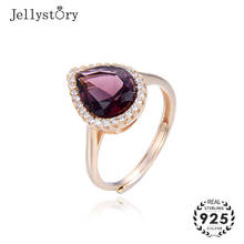 Jellystory-anillo clásico de Plata de Ley 925 con forma de gota de agua, anillo ajustable de topacio para mujer, regalo de fiesta de aniversario de boda 2024 - compra barato