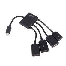 3 в 1 Micro usb-хаб для мужчин и женщин двойной USB 2,0 адаптер хоста OTG кабель конвертер удлинитель универсальный для мобильных телефонов черный 2024 - купить недорого