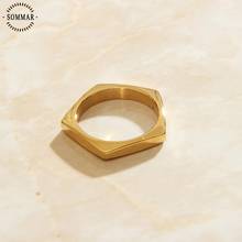 SOMMAR-anillos de nudillos para mujer, color dorado, tamaño 6 7 8, accesorios de joyería de compromiso de boda con ópalo hexagonal 2024 - compra barato