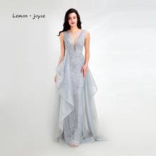Lemon joyce Elegant Evening Dresses Long 2020 Formal Beading Illusion Prom Party Gowns Plus Size robe de soiree 2024 - buy cheap