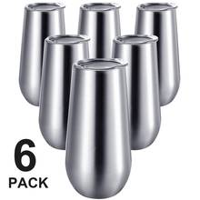 6Pcs 6oz Stainless Steel Vacuum Cup Outdoor Champagne Coffee Wine Glass Tumbler Cup 2024 - buy cheap