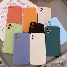 Capa de silicone macia para iphone, quadrado, várias cores, compatível com iphone 12, mini 11 pro, xs max, x, xr, 7, 8 plus, se, 2020 2024 - compre barato