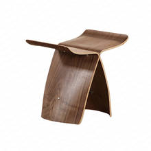 Taburete de madera maciza con forma de mariposa para adultos, taburete curvado europeo para el hogar, creativo, Banco de zapatos para sala de estar, 2B 2024 - compra barato