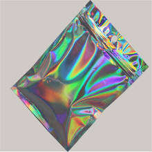 5 pçs iridescente zip shut bags cosméticos laser plástico iridescente sacos de maquiagem laser mini folha de alumínio zip sacos 2024 - compre barato