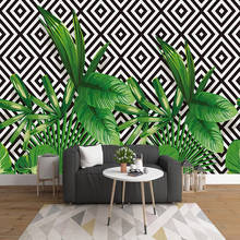 3D Wallpaper Modern Stereo Green Plant Leaves Geometric Mosaic Murals Living Room Self-Adhesive Waterproof Creative Wall Sticker 2024 - buy cheap