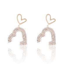 Korean Elegant Shiny Crystal Love Heart Tassel Drop Earrings For Women Students Fashion Party Pendientes Statement Jewelry 2024 - buy cheap