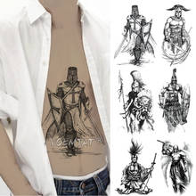 Tatuagem adesiva temporária cavaleiros crusader, adesivo à prova d'água do herói gladiador espartano arte corporal braço, tatuagem falsa para homens e mulheres 2024 - compre barato