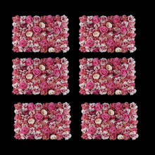 6Pcs Artificial Flower Wall Panels, Flower Wall Mat Silk Flower Panels, for Wedding Party Decorations (Gradient Rose Red) 2024 - compra barato