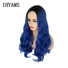 Movie Descendants 3 Evie Anime Cosplay Wig Halloween Carnival Party For Adult Dark Blue Ombre Black Long Wavy Wig + Wig Cap 2024 - buy cheap