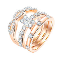 Кольца со стразами и цирконием, 3-слойные кольца для женщин, украшения для вечеринок, сплав, модные ювелирные аксессуары, anillos mujer 2024 - купить недорого