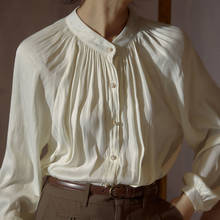 Blusa holgada de manga larga con cuello redondo para mujer, camisa con botones, Estilo Vintage, elegante, a la moda, Bella philosoms Wonder 2024 - compra barato