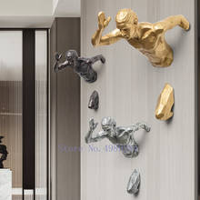 Creative Resin Running Man Wall Hanging Home Background Wall Golden Abstract Suspension 3D Stereoscopic Sports Figure Decoration 2024 - buy cheap