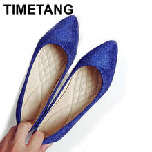 TIMETANG Women Red Sequin Cloth Flat Wedding Shoes Bride Pointed Toe Flats Blue Loafers Ladies Slip On Shallow Comfortable Boat 2024 - buy cheap
