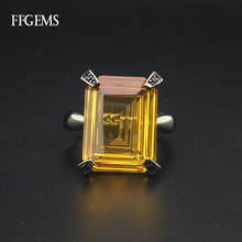 Classic 100% Natural Gemstone big Citrine Sterling Silver 925 Rings octagon Cut 8ct Fine Jewelry Women Engagement Wedding Gift 2024 - buy cheap