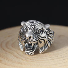 S925 Sterling Silver Fashion Jewelry Thai Silver Retro Domineering Men's Personality Tiger Head Ring 2024 - buy cheap