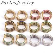 4Pairs, for Women Gold-color Hoop Earrings Multi  Colorful CZ Round Crystal Earring Jewelry 2024 - buy cheap