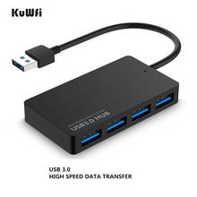 KuWFi-HUB USB 3,0 de 4 puertos, adaptador externo de alta velocidad, expansor USB Plug and Play para ordenador portátil y PC 2024 - compra barato
