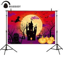 Allenjoy pano de fundo da bruxa lua cheia, lâmpada de abóbora fantasma de castelo, fundo para festa infantil, adereço fotochamada 2024 - compre barato