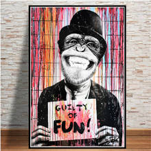 Laughing Happy Monkey Funny Wall Art Prints Graffiti Animal Canvas Painting On Home Decor Cartoon Poster Picture For Living Room 2024 - buy cheap
