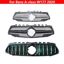 Автостайлинг средняя решетка для Mercedes-Benz A-class W177 2020 ABS центральный гриль AMG GT стильный бампер вертикальный бампер 2024 - купить недорого