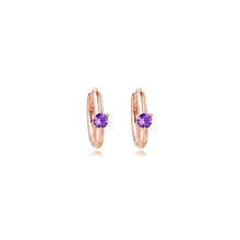 Pendientes de aro asimétricos de cristal para mujer, aretes redondos de oro rosa, regalo de San Valentín, novia 2024 - compra barato