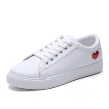 2021 Autumn Woman Shoes Fashion New Woman PU Leather Shoes Ladies Breathable Cute Heart Flats Casual Shoes White chunky Sneakers 2024 - buy cheap